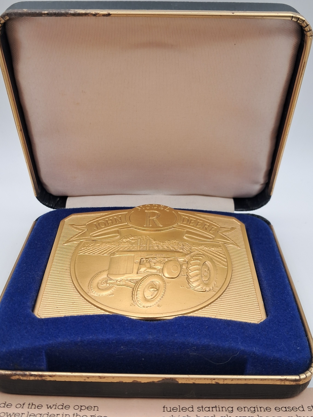 Vintage John Deere Model R Tractor Belt Buckle 24K Gold Plated Limited Ed /6000